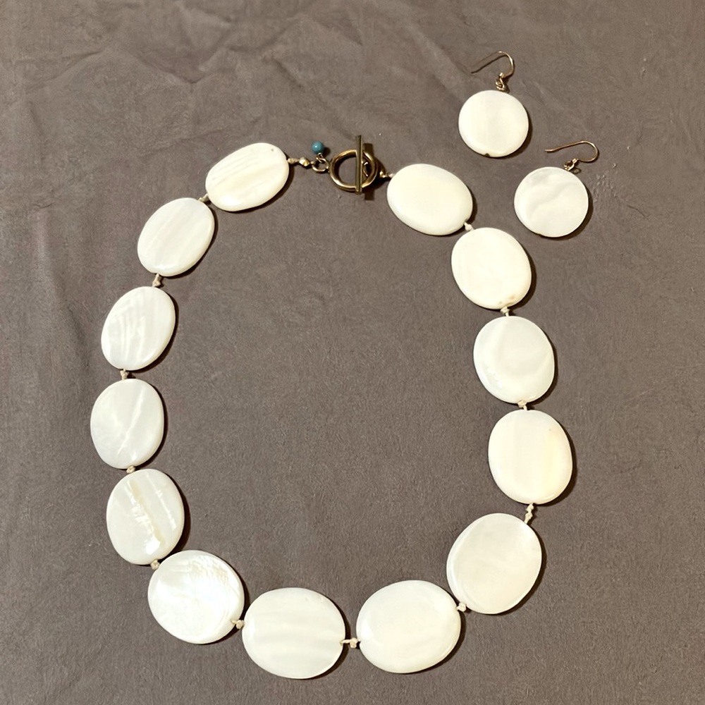 White stone earring and necklace set